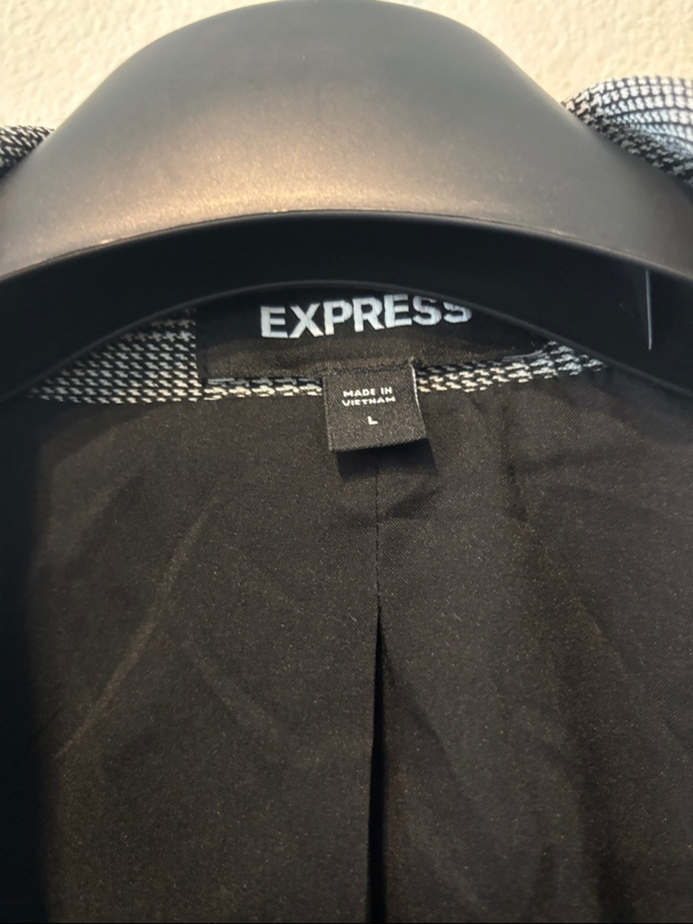 Express Black White Glen Plaid Double Breasted Blazer Size L - Picture 2 of 4